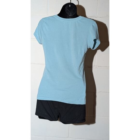 Active Basics Blue V-Neck T-Shirt Short Sleeve Casual Top Basic Tee Medium - Picture 3 of 5